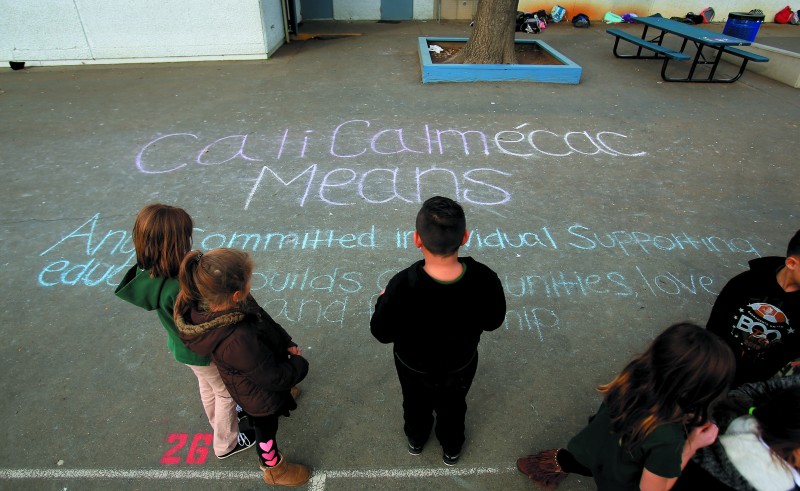 A heartfelt message was written in chalk last December on the school prayground. 