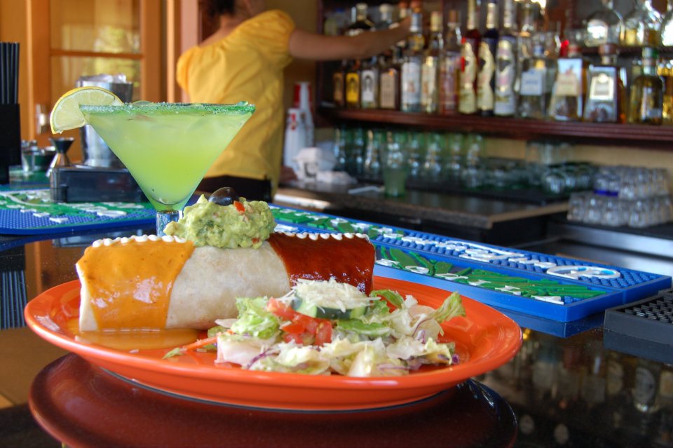 Margarita and burrito at El Coronel Restaurant