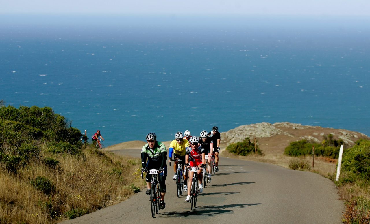 Medio riders climb Coleman Valley Road during the King Ridge GranFondo. (Kent Porter/The Press Democrat)