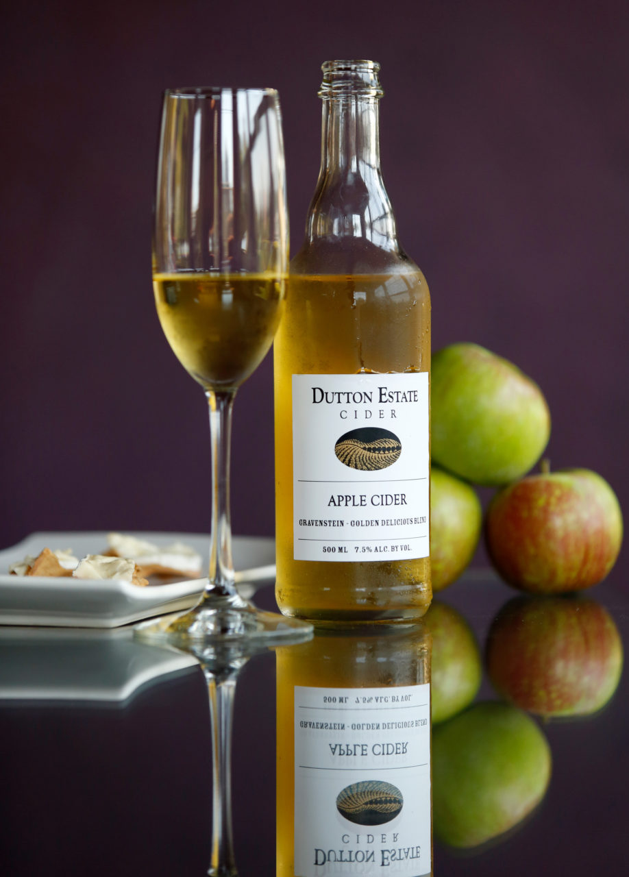 Dutton Estate hard cider paired with bites of Marin French brie on dried apple at Dutton Estate Winery in Sebastopol, California on Wednesday, July 27, 2016. (Alvin Jornada / The Press Democrat)