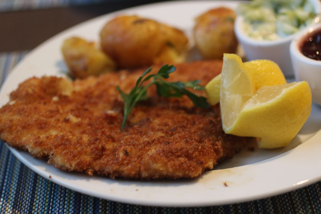 Wiener schnitzel at Tisza Bistro. (Heather Irwin/Sonoma Magazine)