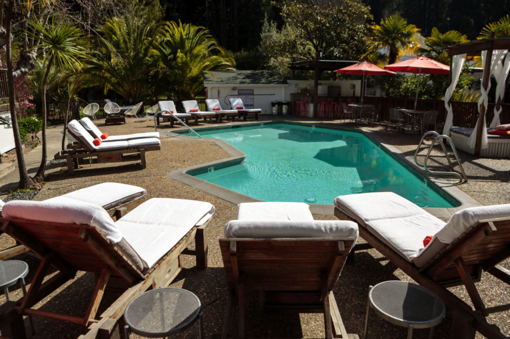 The saltwater pool at Luedtke’s boon hotel + spa. (Chris Hardy/For Sonoma Magazine)