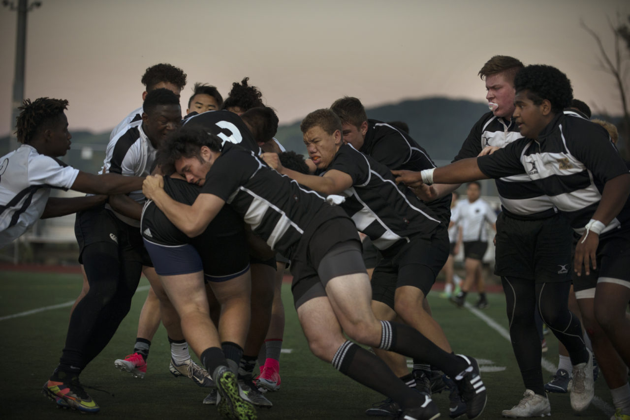 Lobo Rugby Club players during a playoff game against Center Parkway Harlequins from Sacramento held at Elsie Allen High School in Santa Rosa. April 28, 2017. (Photo: Erik Castro/for The Press Democrat)