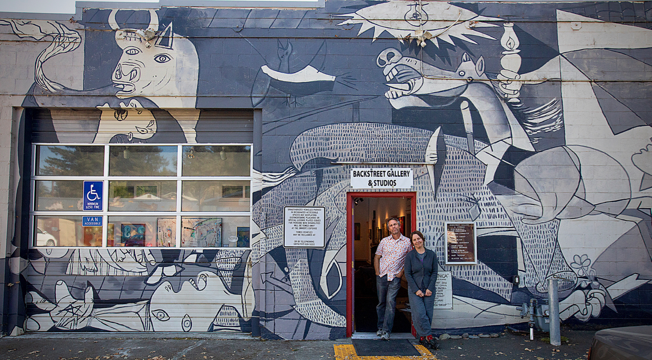 Imaginists Theater founders Amy Pinto and Brent Lindsay have bought the building that houses the theater and small artists studios in the South A district of Santa Rosa. (photo by John Burgess/The Press Democrat)