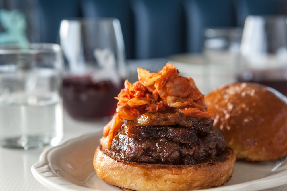 Burger with kimchi at Mint and Liberty in Sonoma. Courtesy photo.