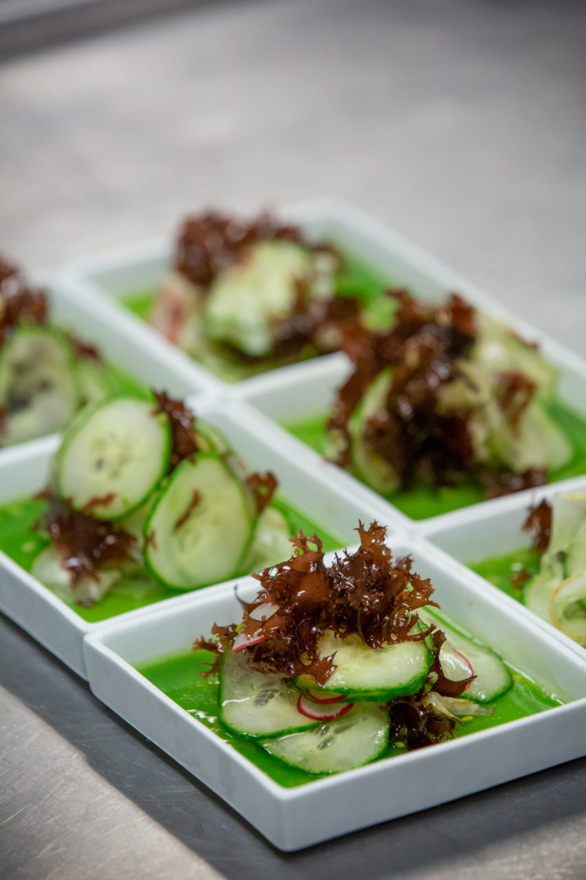 Live seaweed salad is prepared at Mateo's Cocina Latina in Healdsburg, Calif. Saturday June 25, 2016. Mateo's Cocina Latina is beginning to offer sustainable feasts that include every part of the animals butchered for the dinner, including suckling pig brain mousse and pigs tails. (Jeremy Portje / For The Press Democrat)