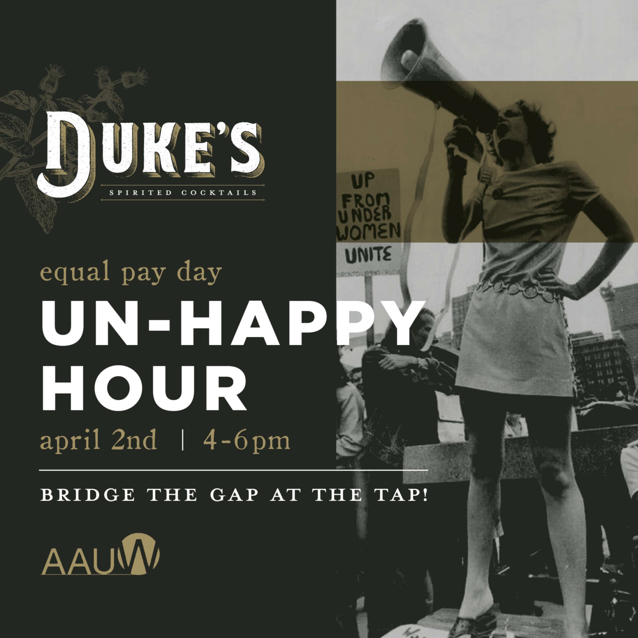 Bridge the Gap at the Tap at Duke's Equal Pay Day Un-Happy Hour, hosted by Healdsburg AAUW 