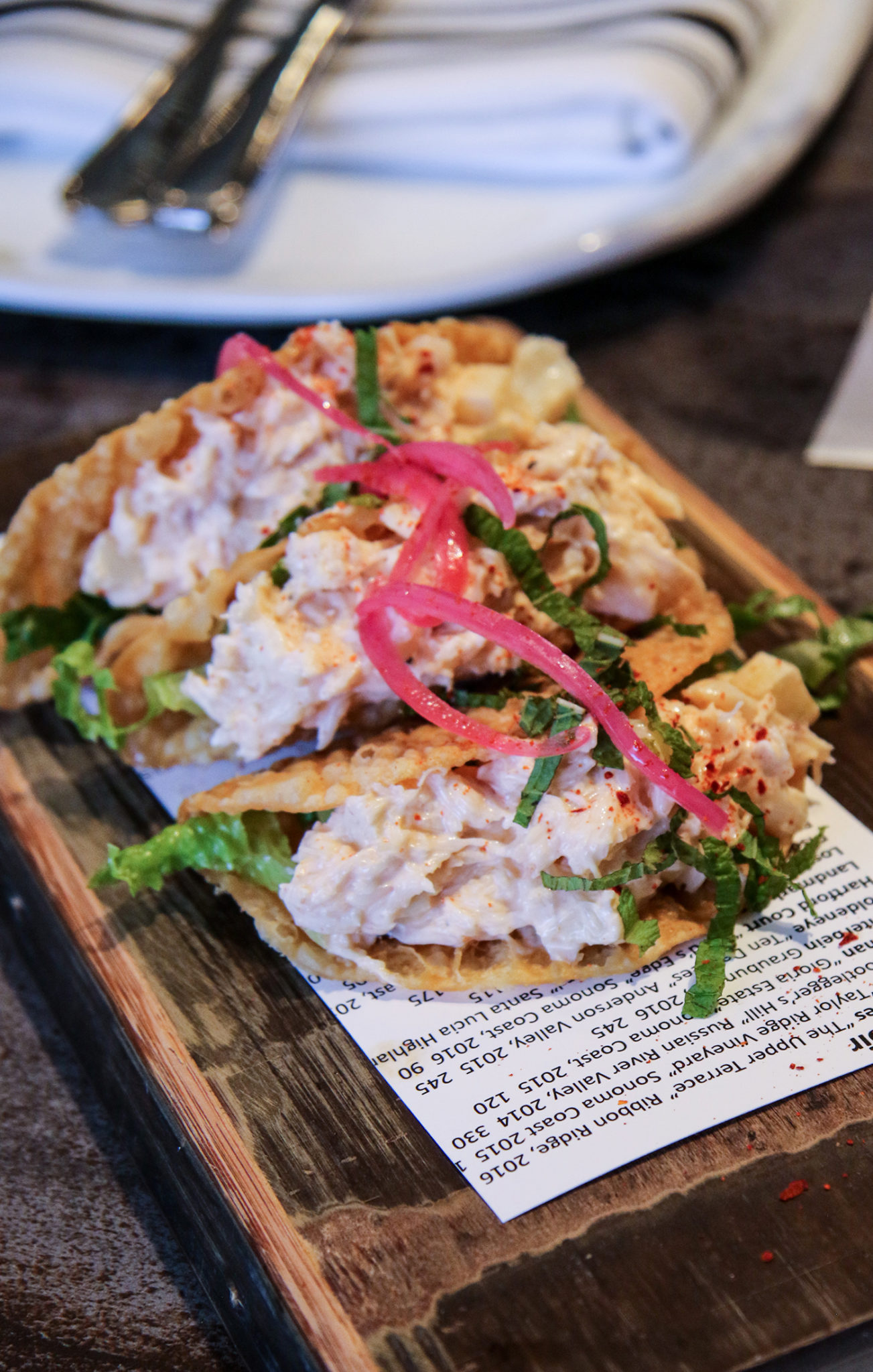 Crab tacos at Willi's Wine Bar in Santa Rosa on opening day of the new location after the Tubbs Fire. Heather Irwin/PD