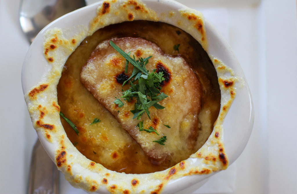 Onion soup at Fandees Restaurant in Sebastopol. Heather Irwin/PD