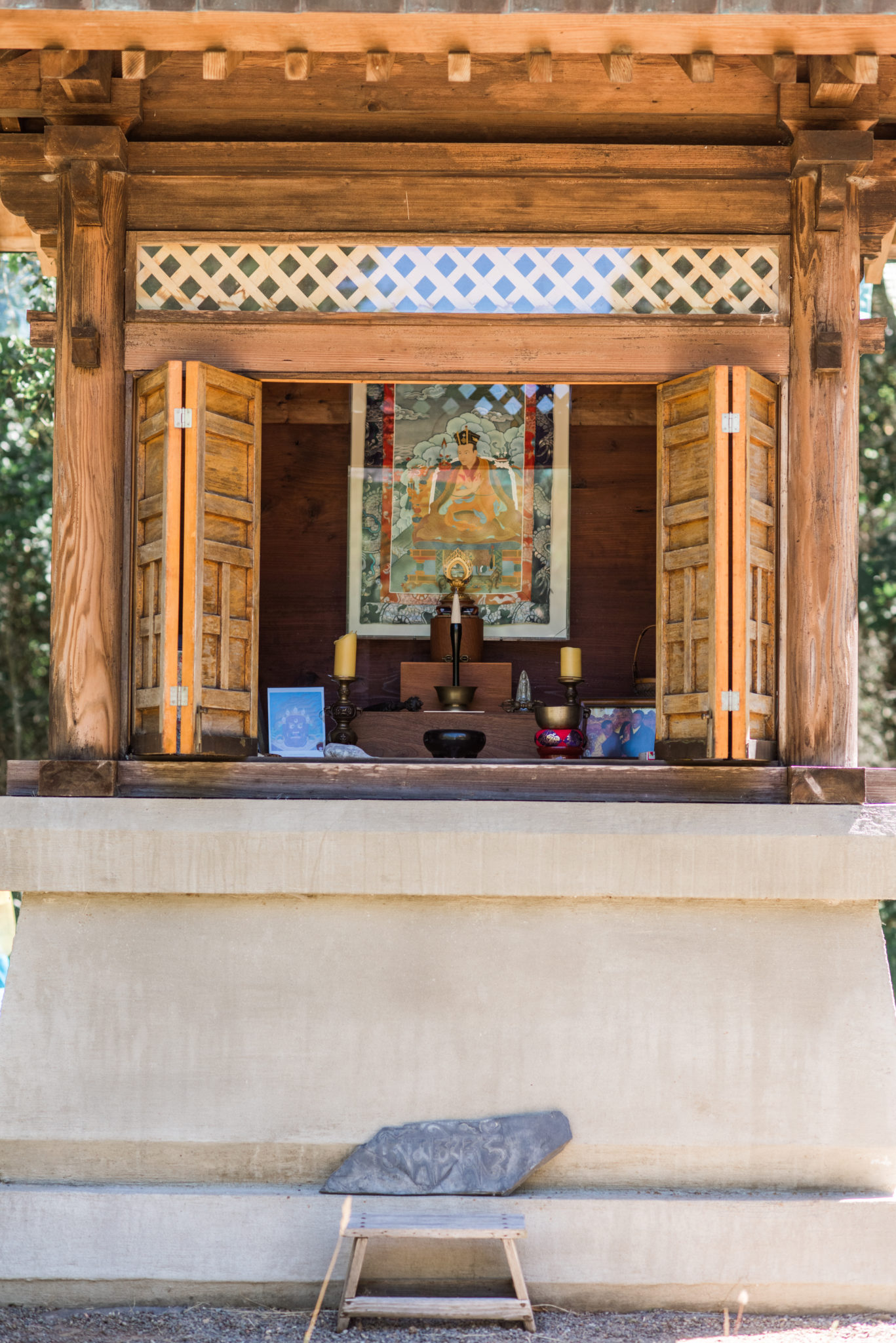 One of the most important areas on the property - a shrine the houses a priceless Tangka. Nyoze pried it off the wall to save it from the fires which came yards away.