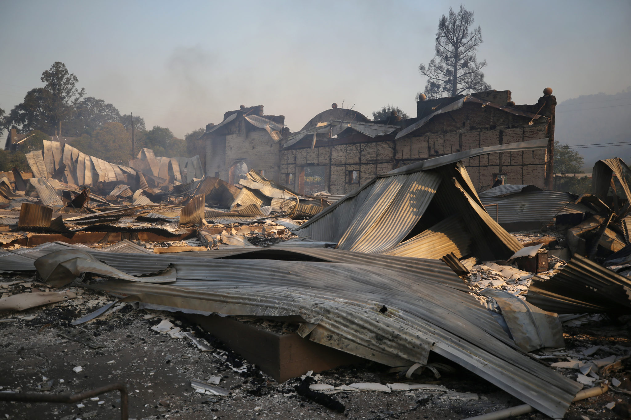 The charred debris of Soda Rock Winery after it burned in the Kincade fire in Healdsburg on Sunday, October 27, 2019. (Beth Schlanker / The Press Democrat)