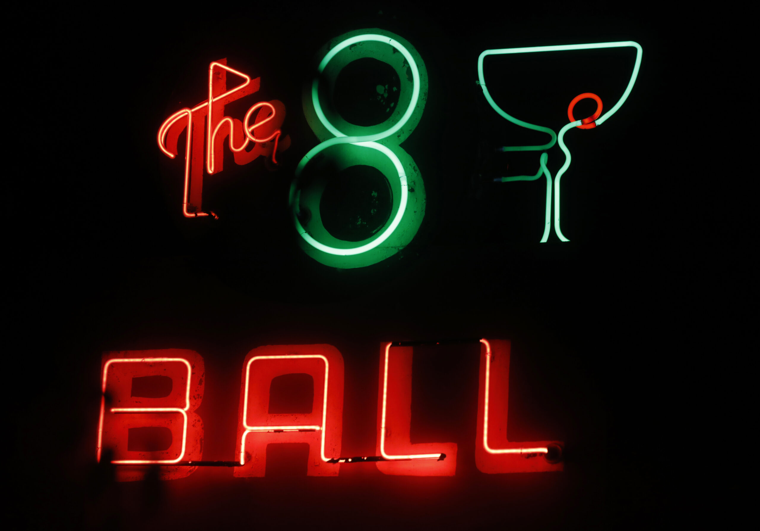 The neon sign at The 8 Ball in Cotati, Calif., on Monday, November 1, 2021. (Beth Schlanker/The Press Democrat)