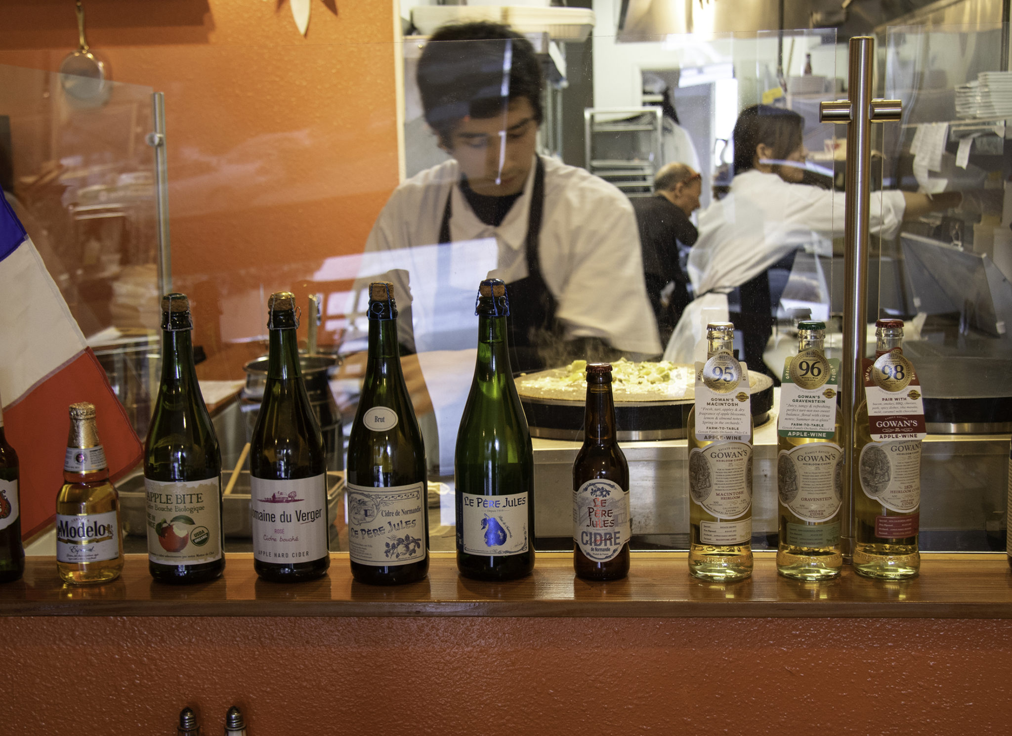 Inside the kitchen at at Creperie Chez Solange in Larkfield. Heather Irwin/PD.