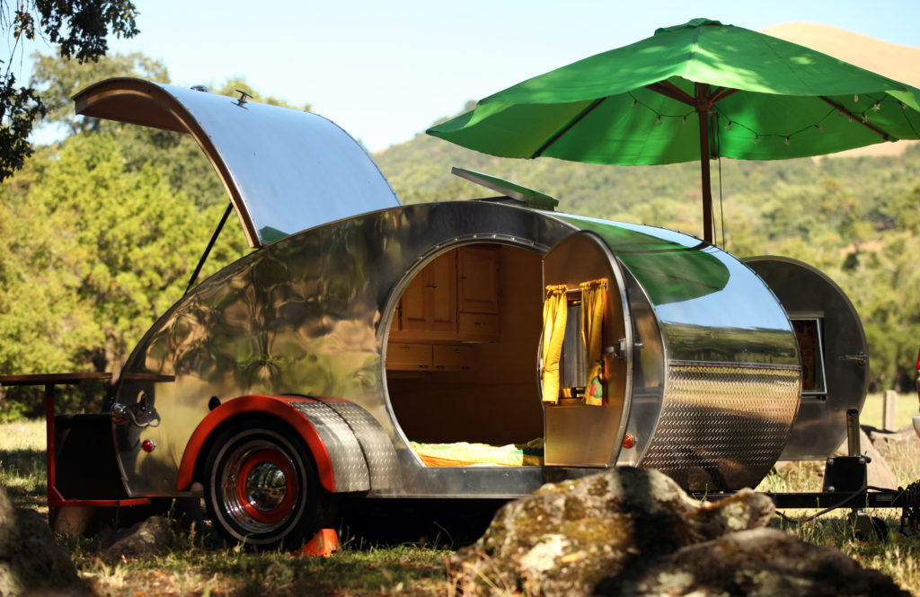 Teardrop trailer built by Joe Kasareff set up for camping at Sugarloaf Ridge State Park, near Kenwood, on Tuesday, July 12, 2011.