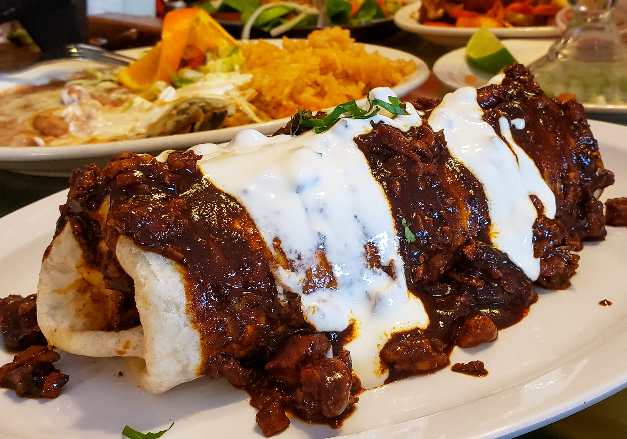 Mole burrito at La Fondita in Santa Rosa. (Heather Irwin/Sonoma Magazine)