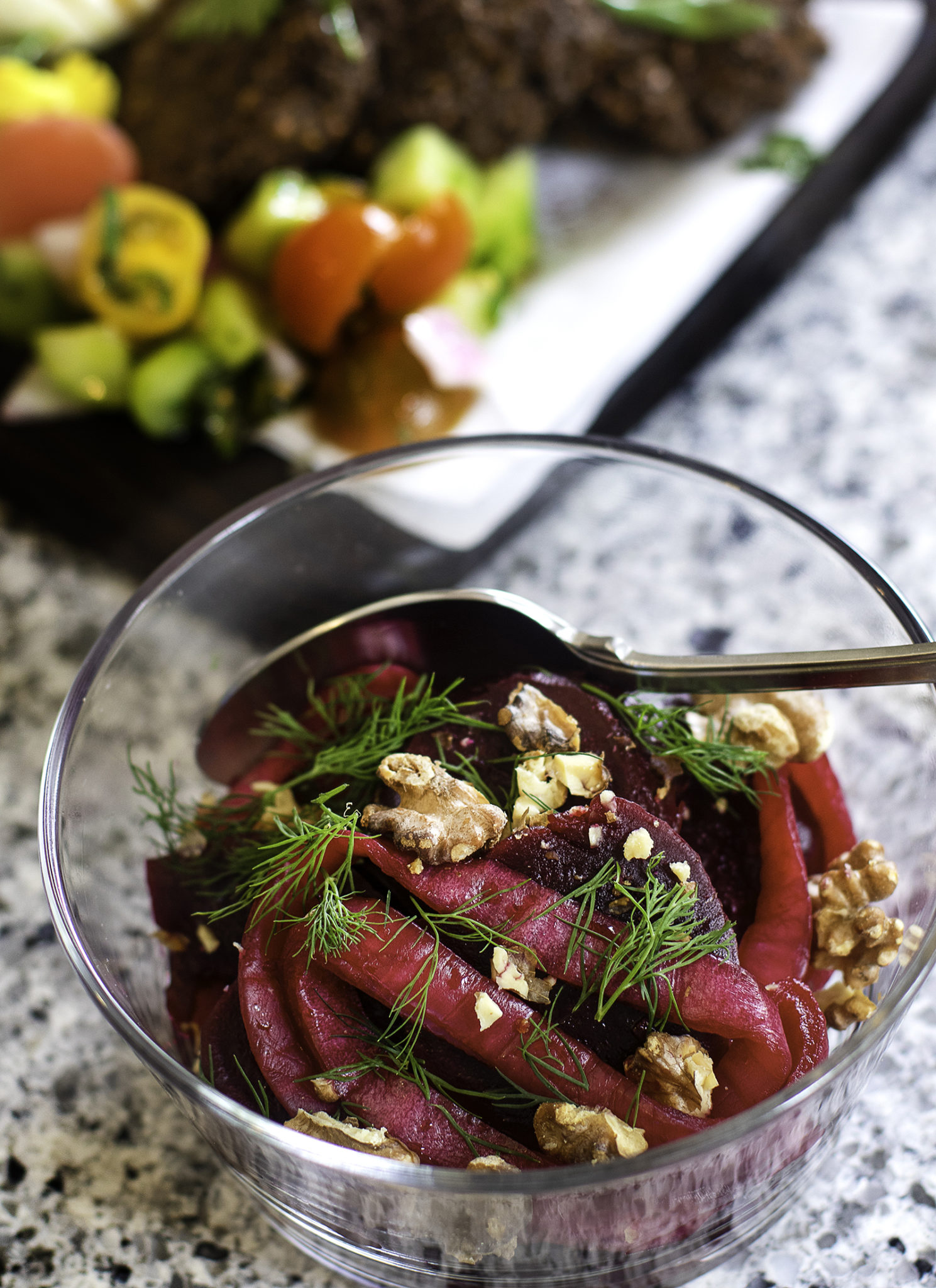 Pickled beet salad at Grossman’s in Santa Rosa. (Heather Irwin / Sonoma Magazine)