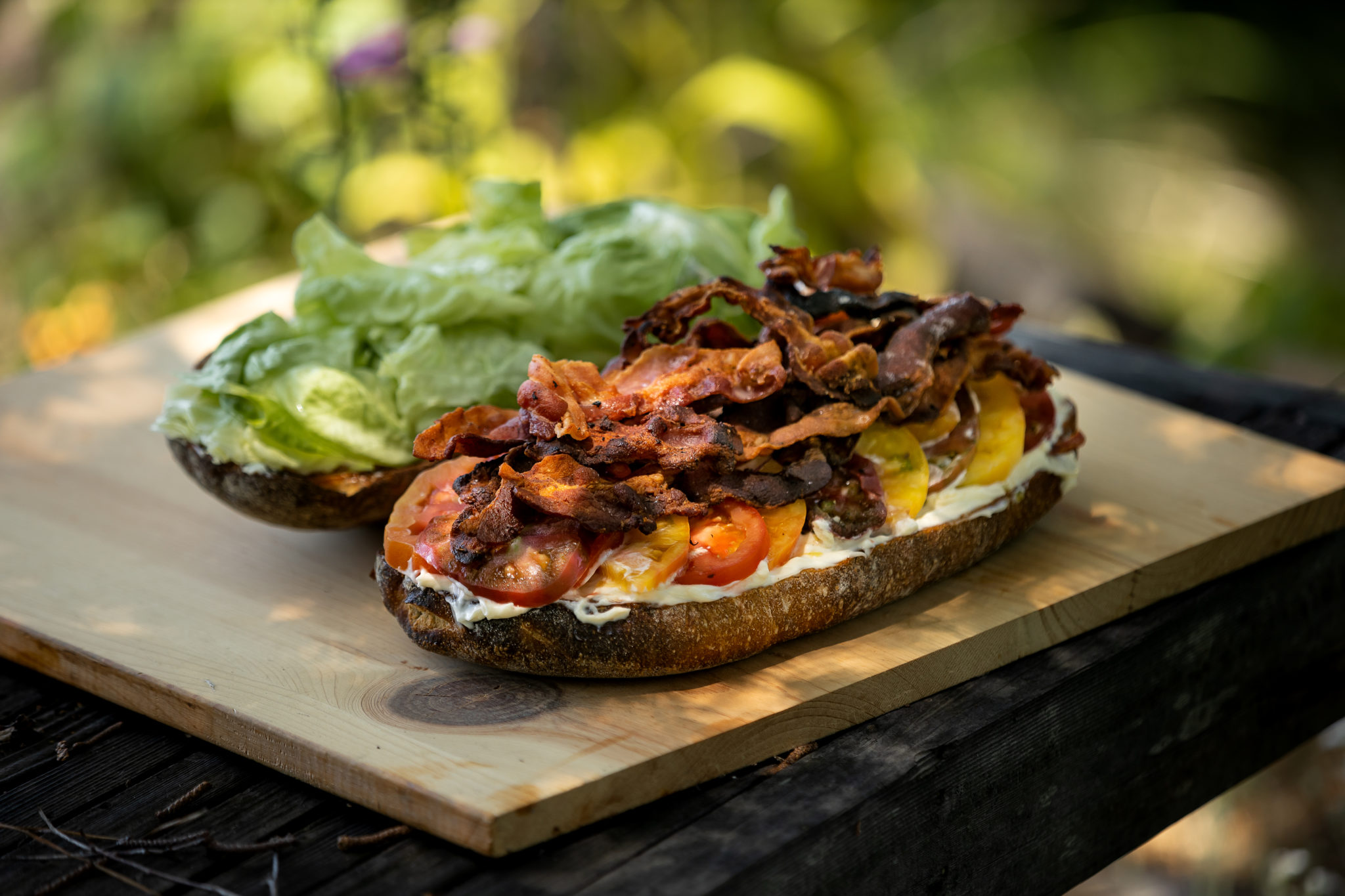 Tomato recipes: Huge BLT sandwich Fermented tomatoes on scrambled eggs Tomato salad