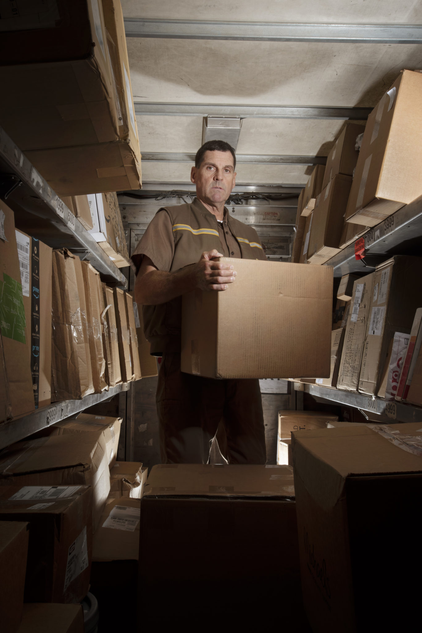 UPS delivery truck driver Jerry Tolman, 55, at the UPS Customer Center in Santa Rosa, California, May 27, 2020. (Photo: Erik Castro/for Sonoma Magazine)