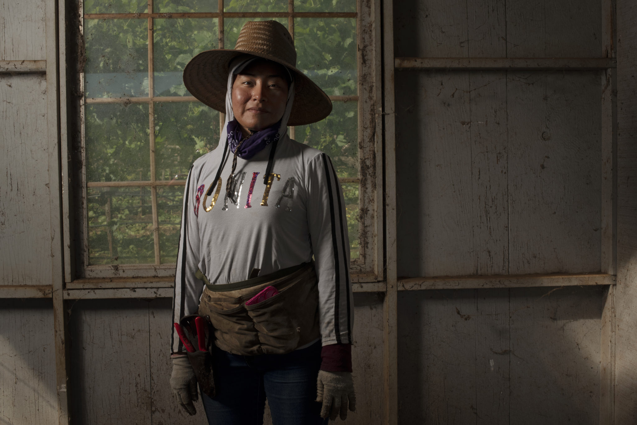 Vineyard worker Veronica Santiago Flores, 26, working at a vineyard in Sonoma, California on May 15, 2020. (Photo: Erik Castro/for Sonoma Magazine)