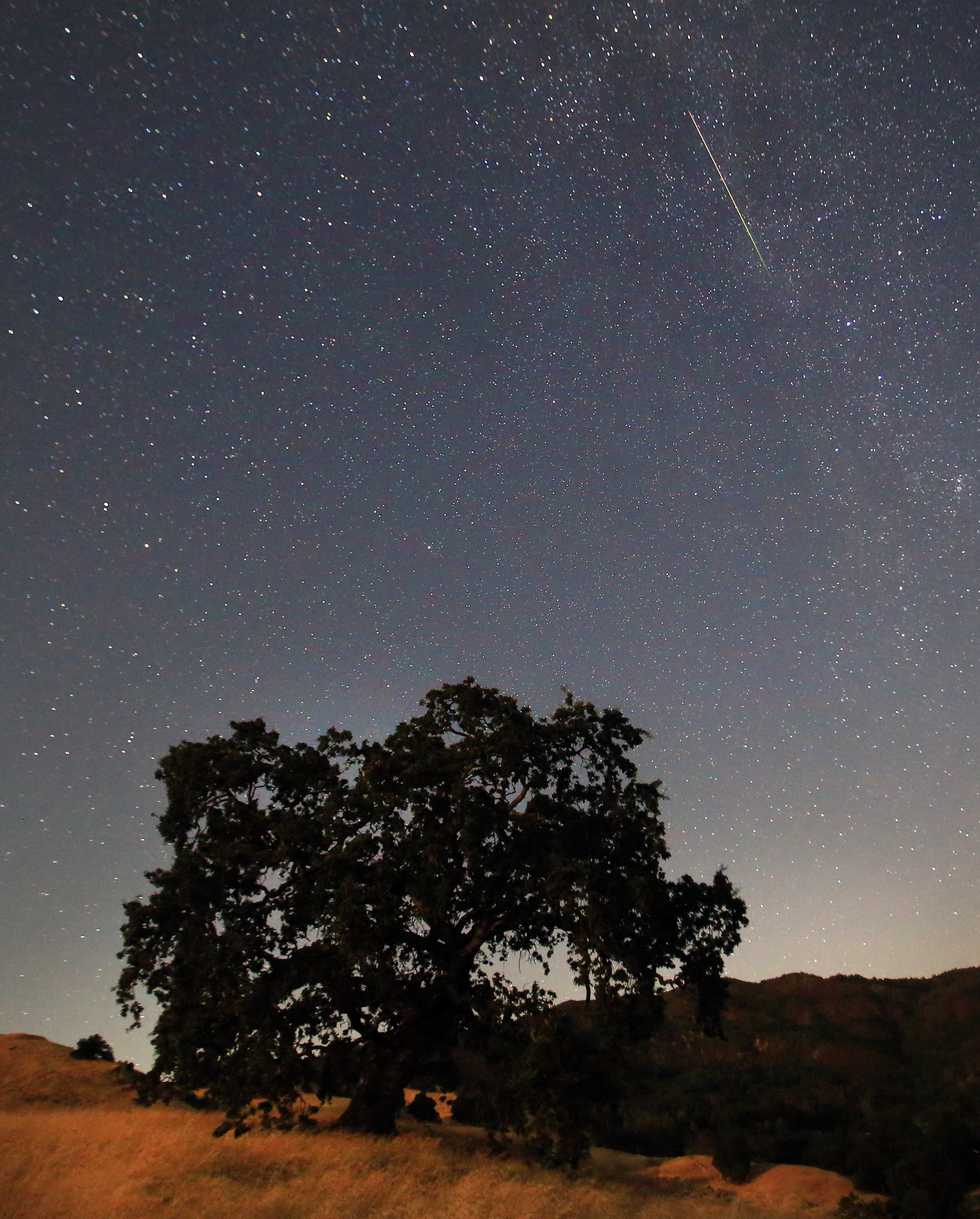 The Perseid meteor shower above Geysers Road in Geyserville, Friday morning August 12, 2016. (Kent Porter / Press Democrat) 2016