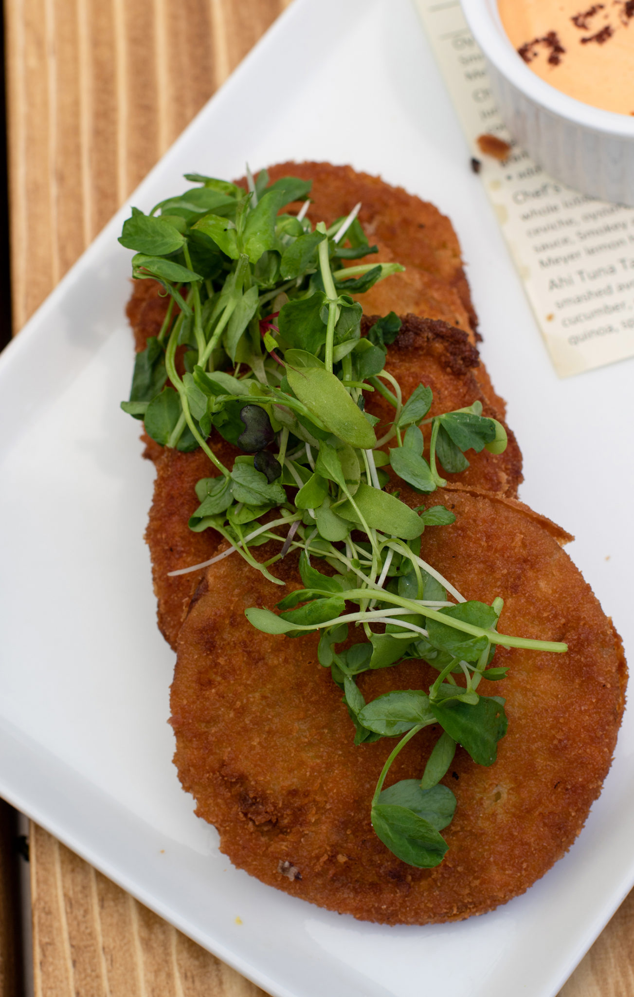 Fried green tomatoes with hot sauce aioli at Blue Ridge Kitchen in Sebastopol. Heather Irwin/PD