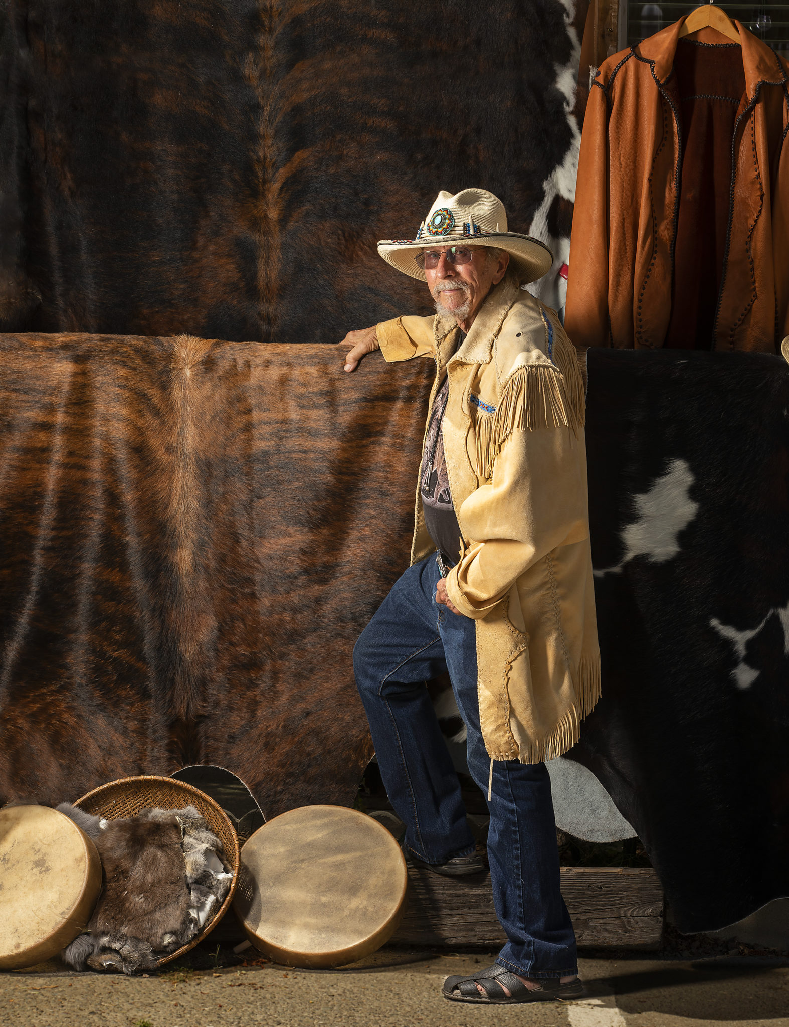 Leather artist and Comanche descendent Kerry Mitchell, owner of Native Riders in Sebastopol. (Photo by John Burgess/The Press Democrat)