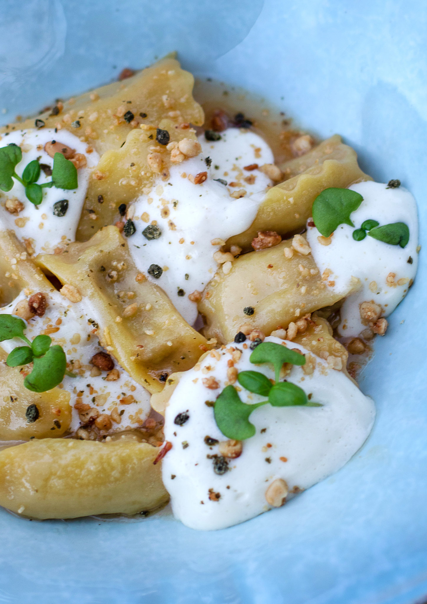 Caponatina Angolotti with tomato water glaze, capers and Parmesan fonduta at Wit & Wisdom in Sonoma. (Heather Irwin / Sonoma Magazine)