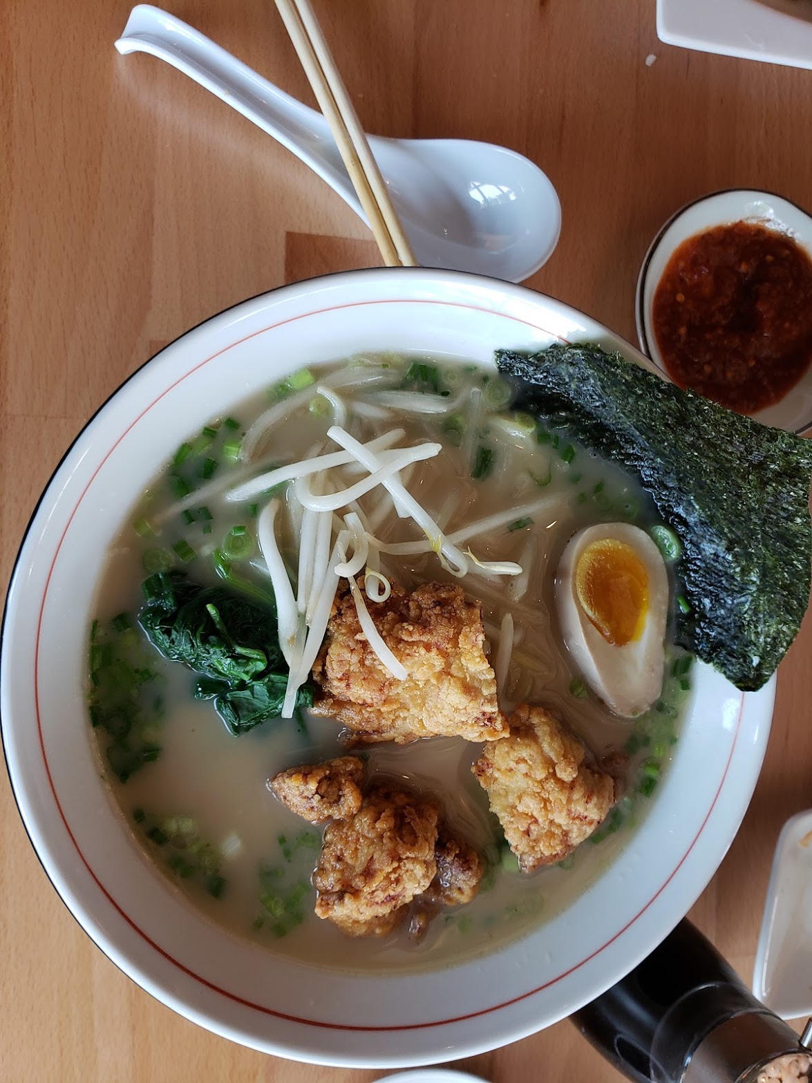 Ramen with Kaarage at Raku Ramen and Rolls, 2424 Midway Dr, Santa Rosa. (Heather Irwin/Press Democrat)