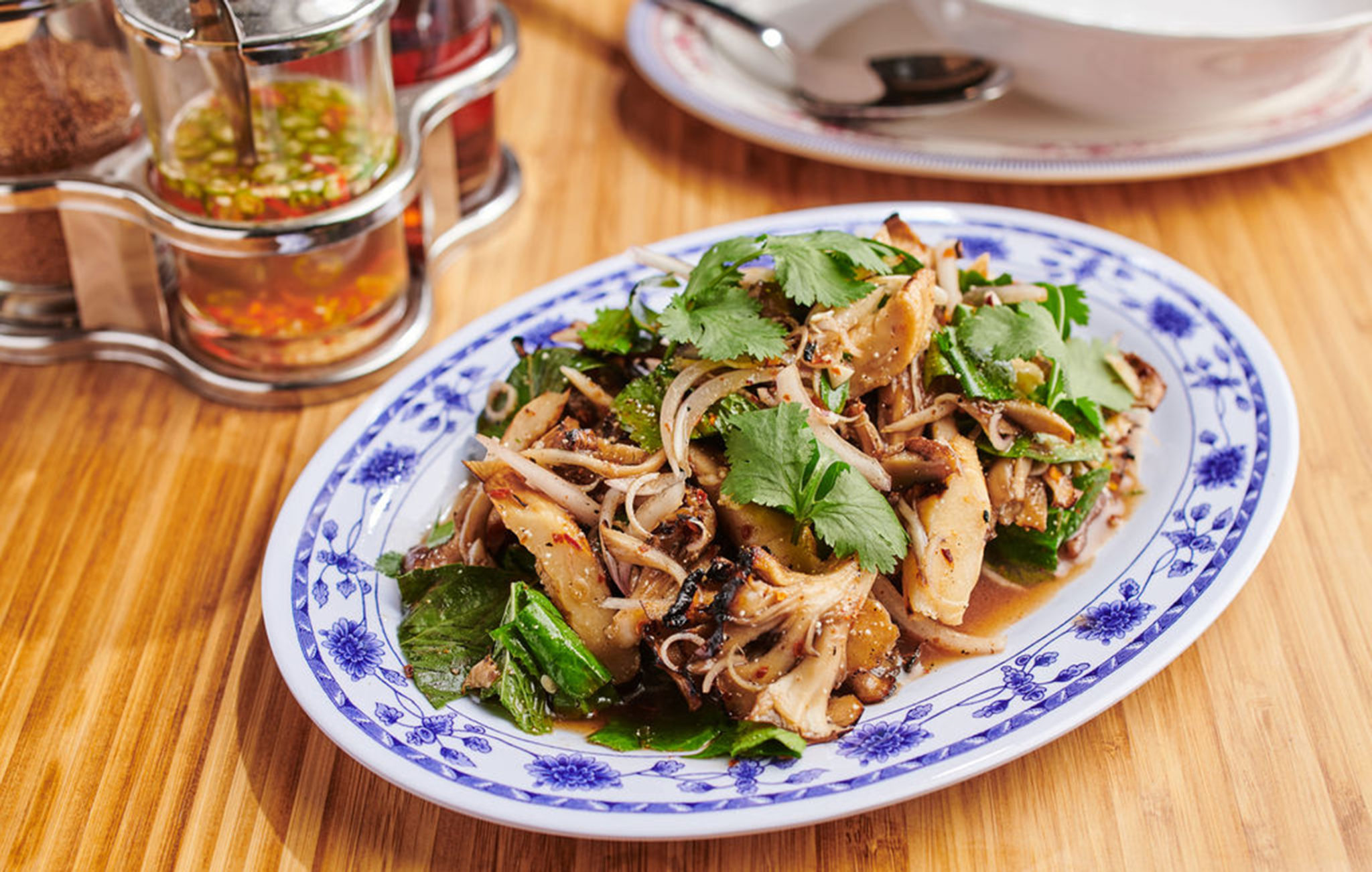 Charcoal grilled mushroom salad at the forthcoming Khom Loi in Sebastopol. (Photo: Dawn Heumann)