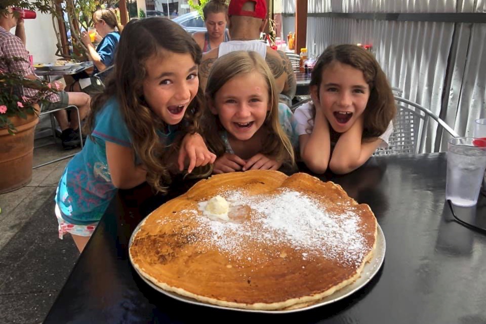 Open wide for a pancake the size of a pizza at Sax's Joint in Petaluma. (Courtesy photo)