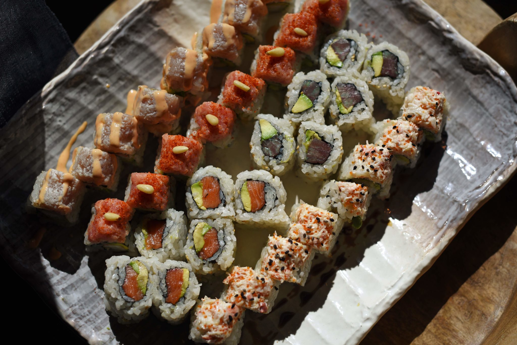 Makimono Deluxe Sushi Platter at Hana Japanese Restaurant in Rohnert Park on Tuesday, April 28, 2020. (Erik Castro/for The Press Democrat)