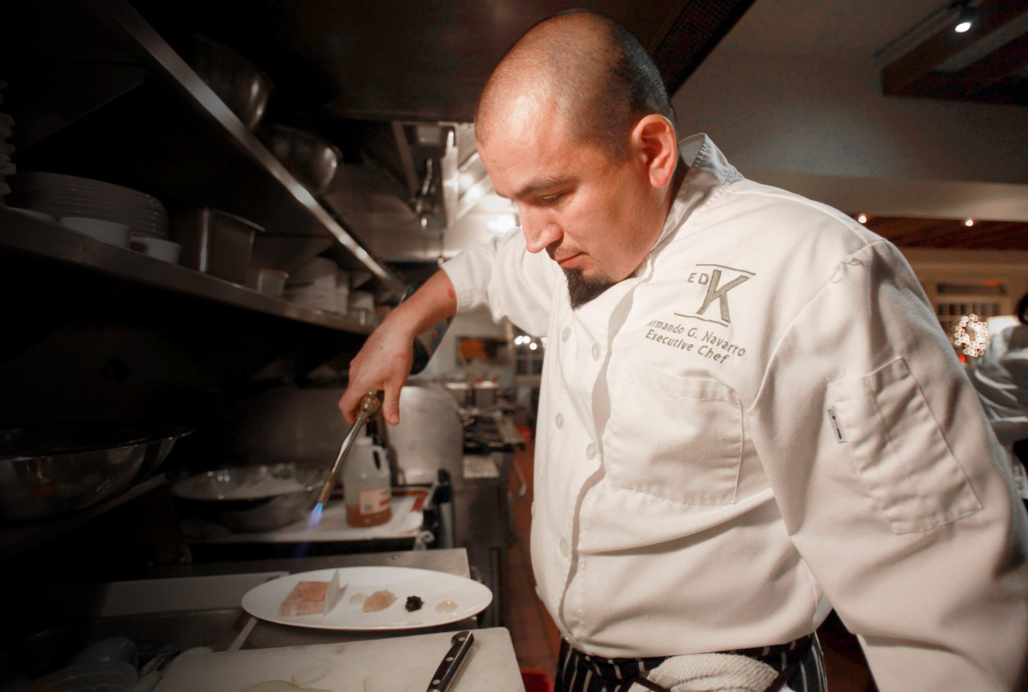 Chef Armando Navarro makes a Duck Confit and Foie Gras Terrine at the El Dorado Kitchen in Sonoma. 
