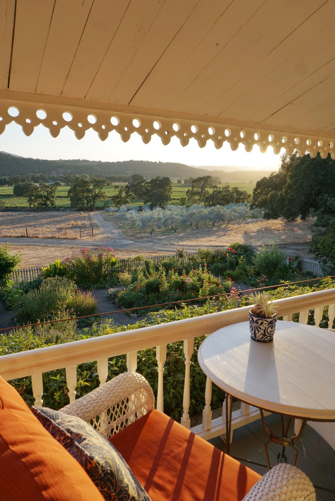 On the veranda at Beltane Ranch in Glen Ellen. (Courtesy of Beltane Ranch)