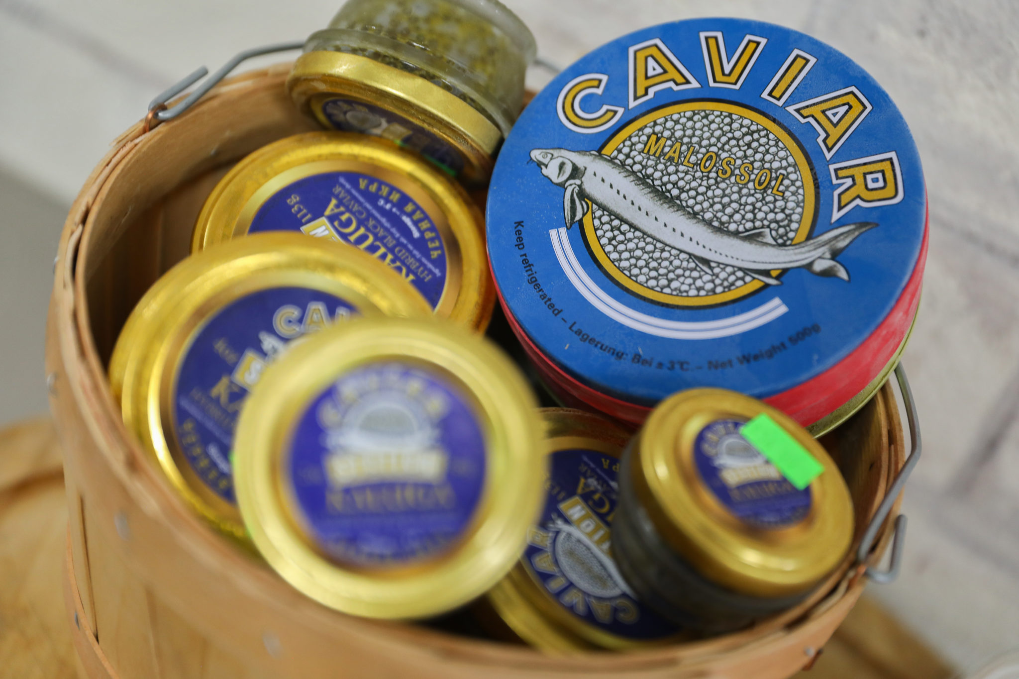 Containers of caviar at European Food Store in Santa Rosa. (Christopher Chung / The Press Democrat)