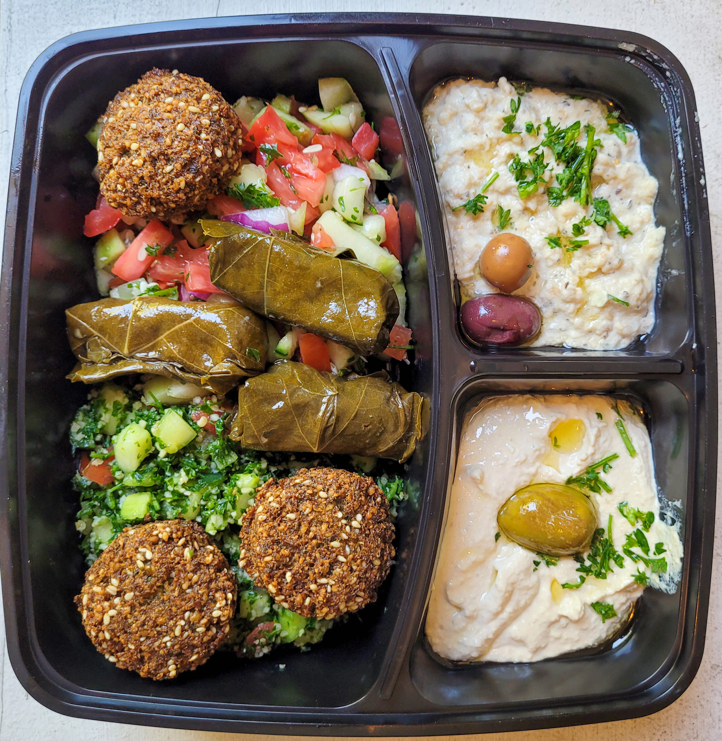 Mezze platter from Falafel Hut in Santa Rosa. Photo by Heather Irwin/Press Democrat