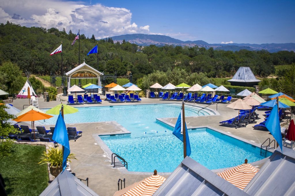 The pool area at Francis Ford Coppola Winery in Geyserville. (Francis Ford Coppola Winery)