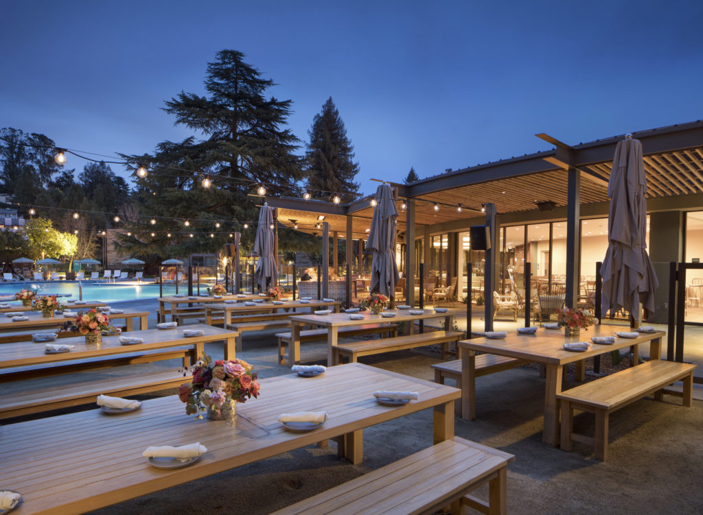 Poolside dining at Lazeaway Club at the Flamingo Resort in Santa Rosa. (Courtesy of Flamingo Resort)