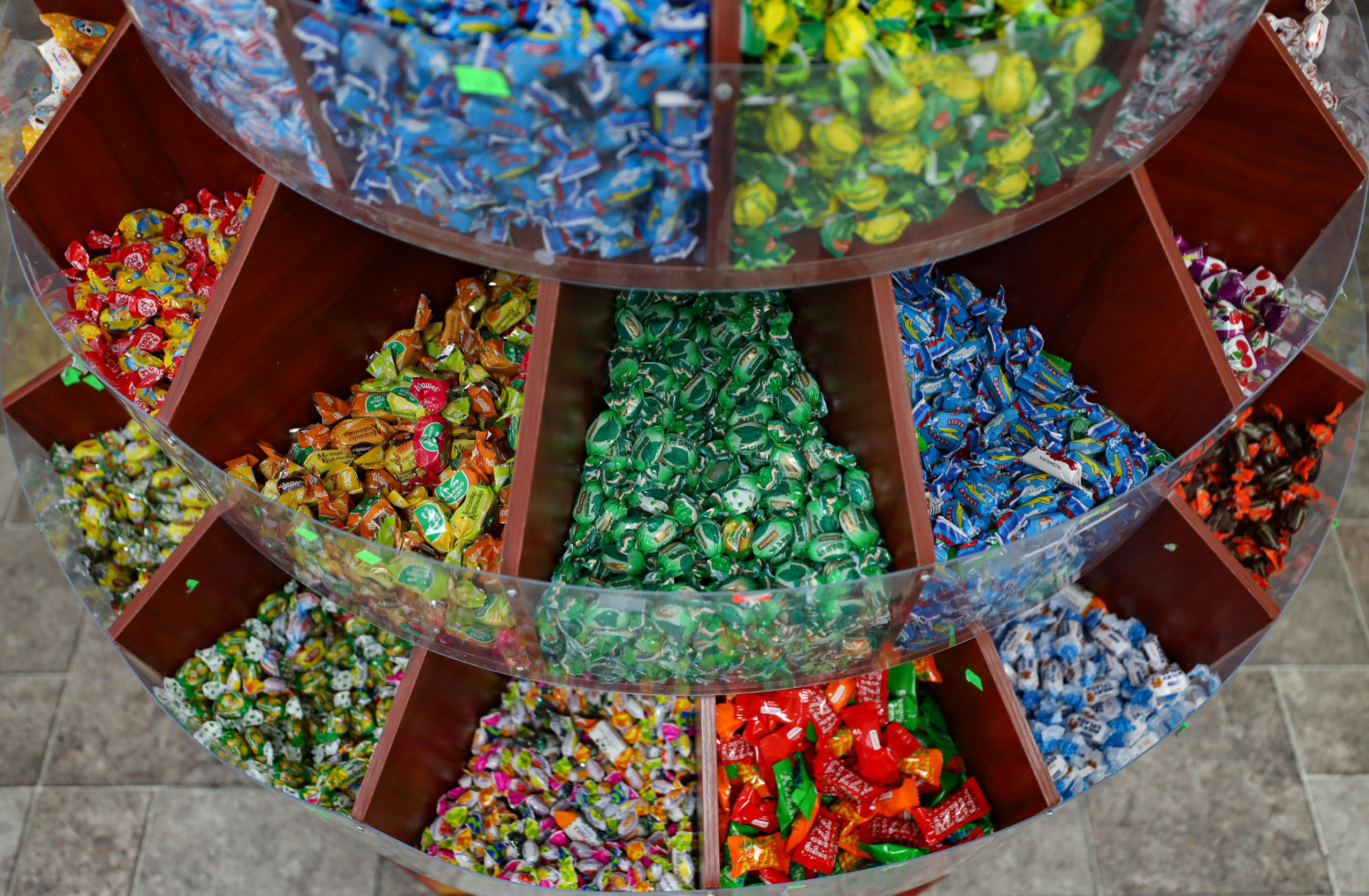 The loose bulk candy display at European Food Store in Santa Rosa. (Christopher Chung / The Press Democrat)