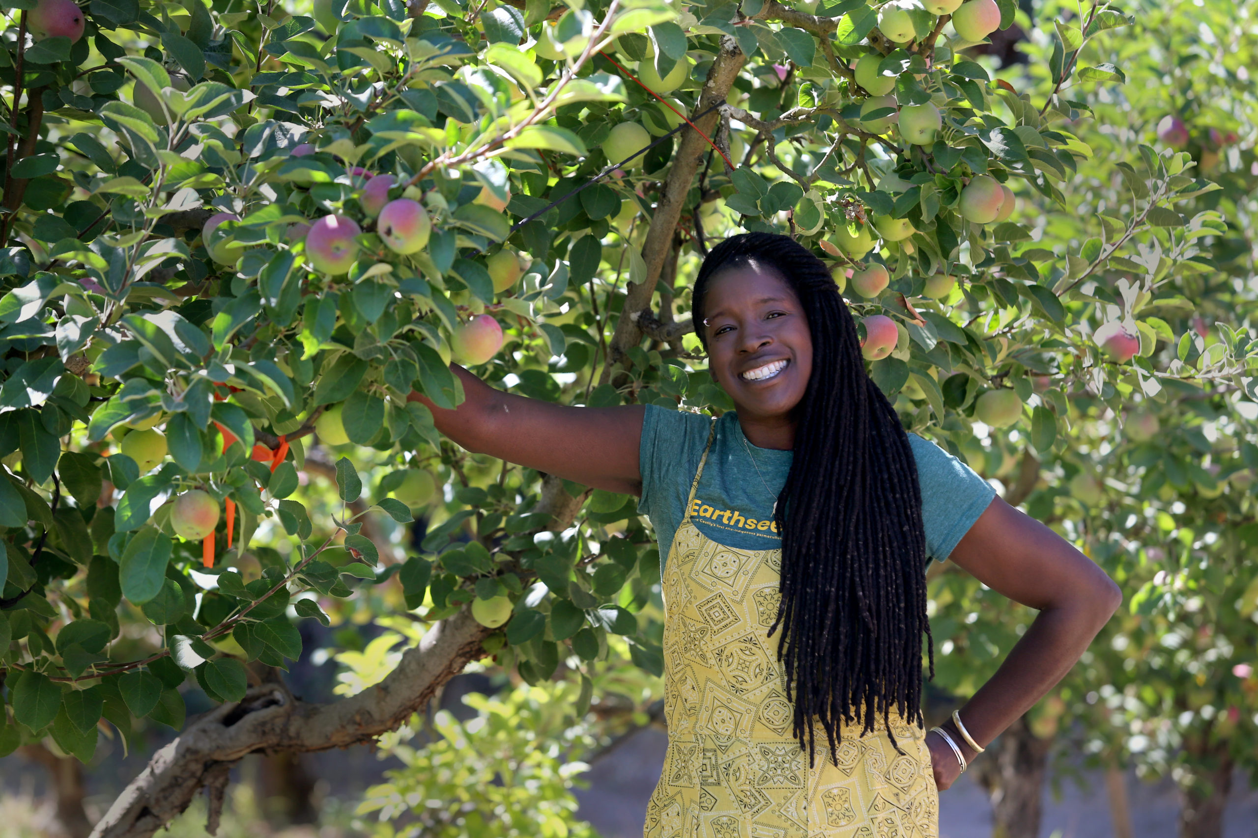 Pandora Thomas, founder of EARTHseed Farm, in Sebastopol. (Beth Schlanker/The Press Democrat)