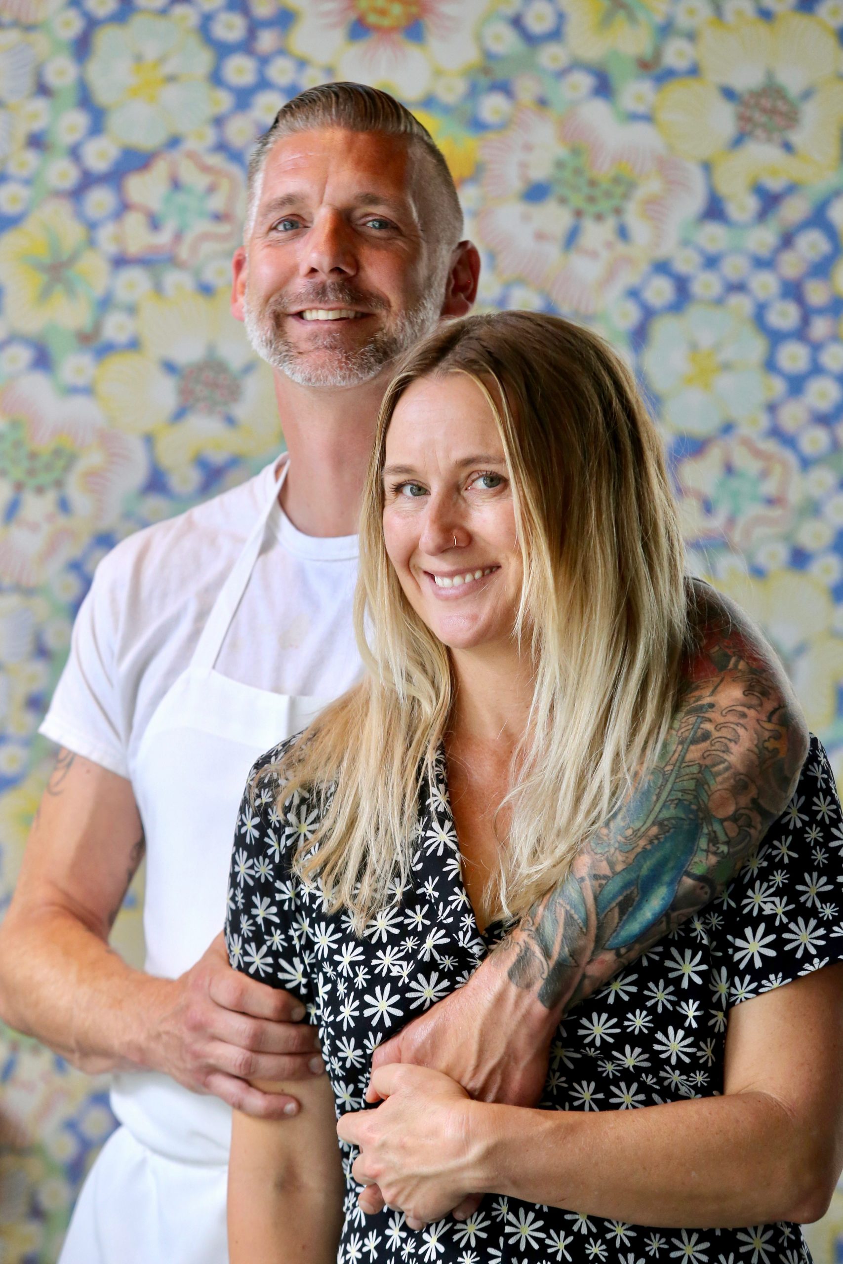 Husband and wife team and co-owners Roberth and Andrea Sundell at Stockhome restaurant in Petaluma, Calif., on Tuesday, July 27, 2021.(Beth Schlanker/The Press Democrat)