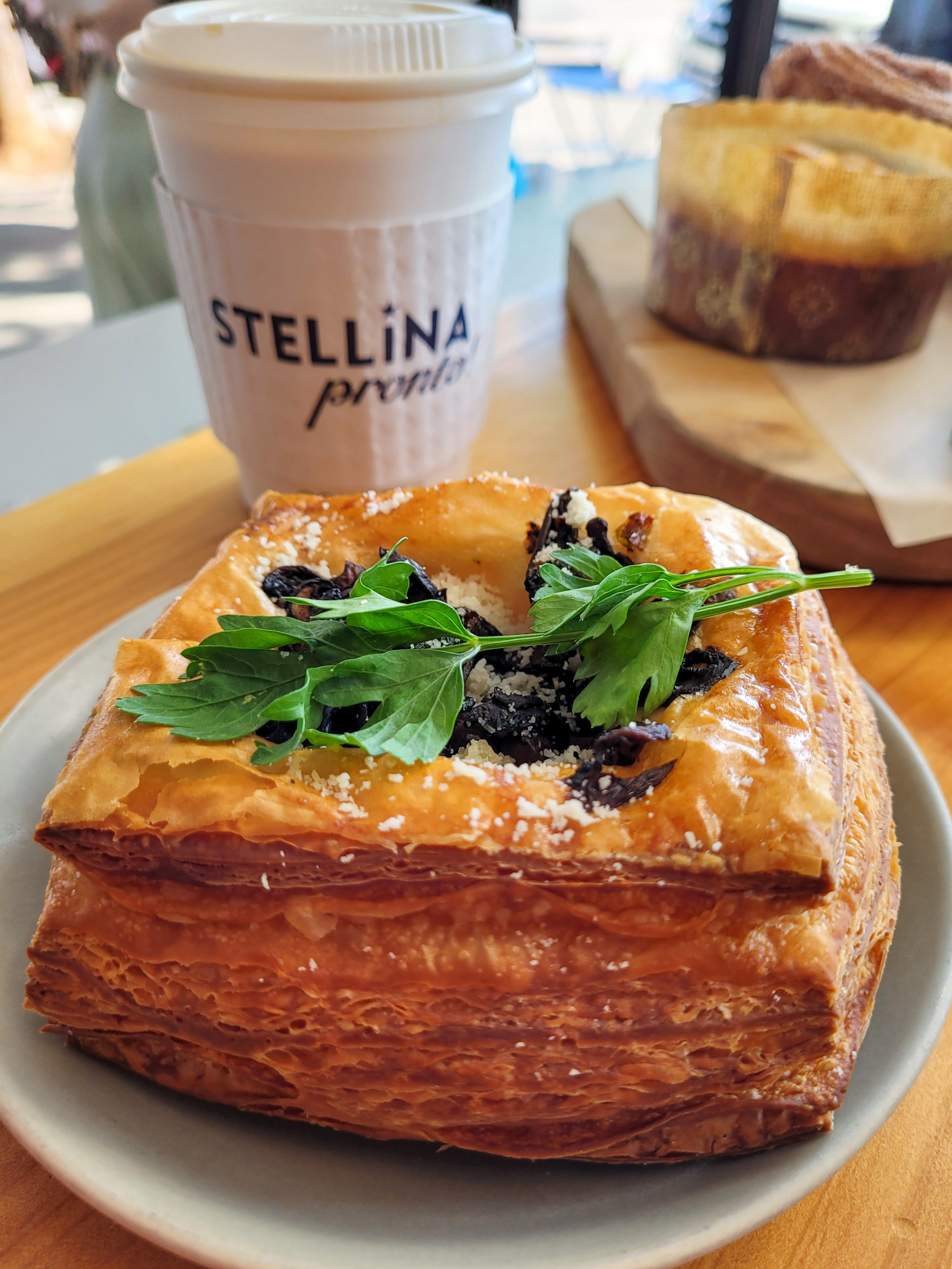 Mushroom and cheese puff pastry at Stellina Pronto in Petaluma. (Heather Irwin/Sonoma Magazine)
