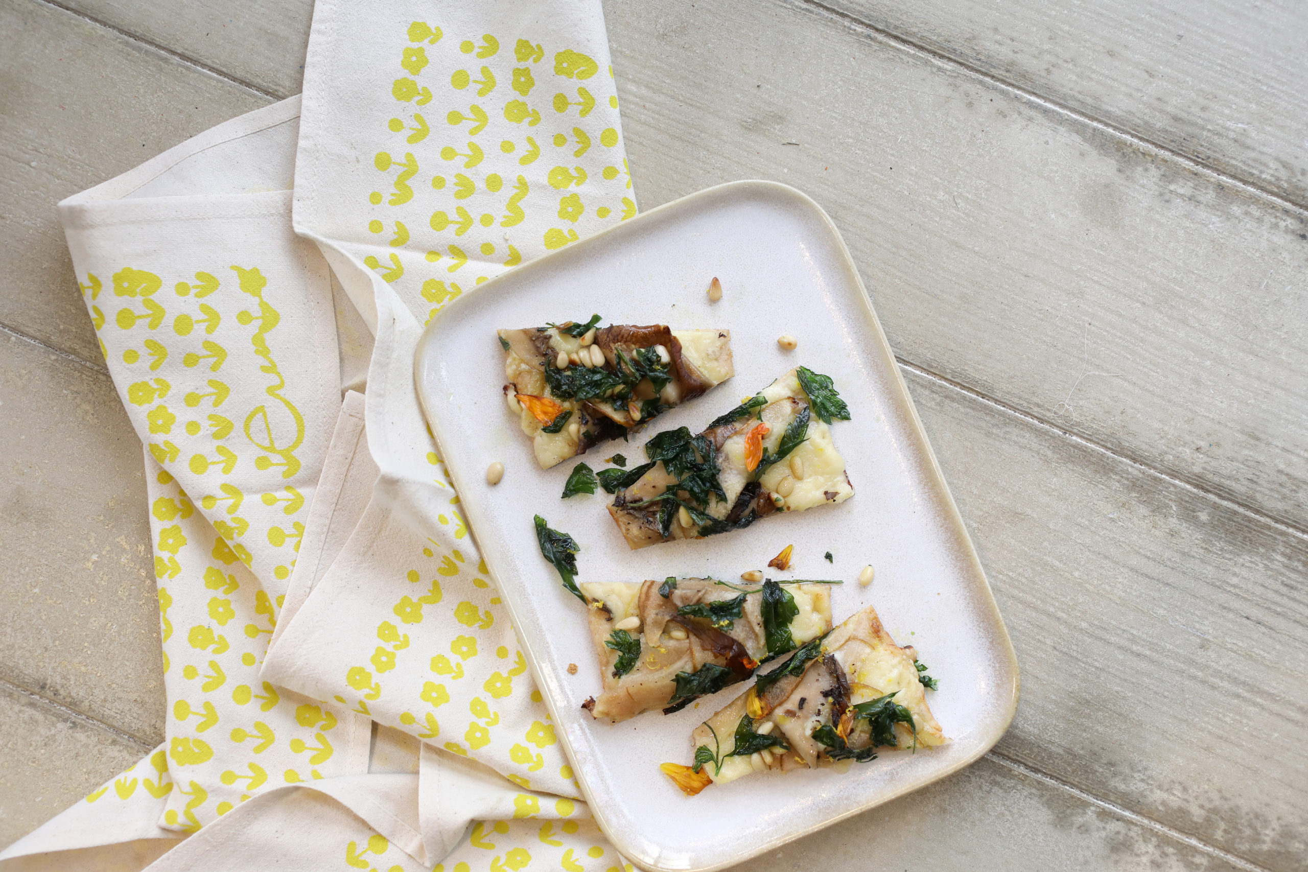 Mushroom flatbread at Stockhome restaurant in Petaluma, Calif., on Tuesday, July 27, 2021.(Beth Schlanker/The Press Democrat)