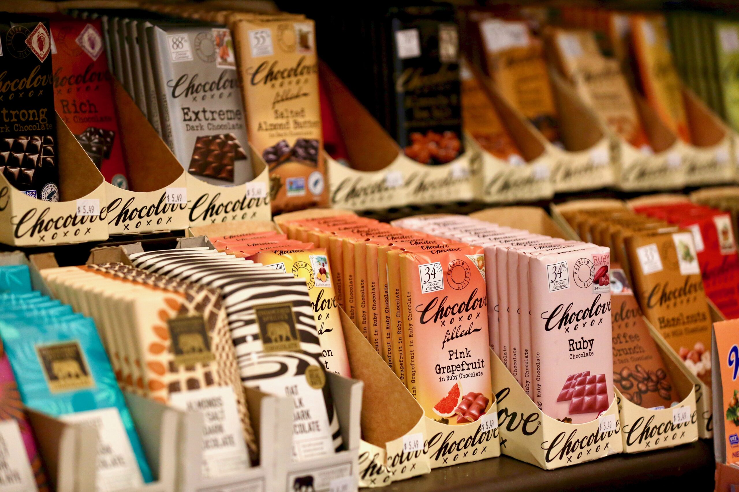 A variety of chocolate bars for sale at Cravin's Candy Emporium in Petaluma, Calif., on Thursday, October 21, 2021.(Beth Schlanker/The Press Democrat)