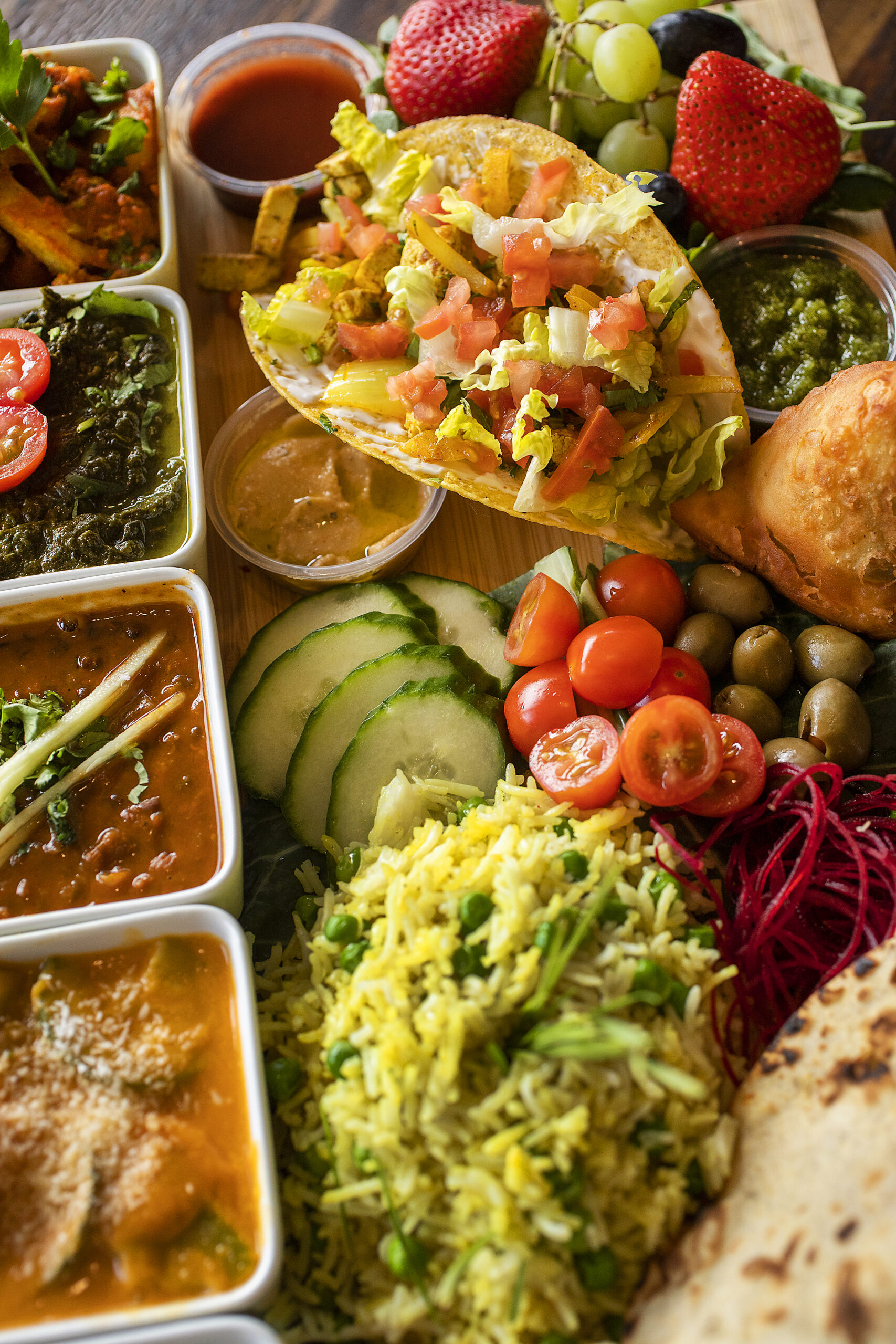 The vegan platter from Ambrosia in Petaluma. (John Burgess/The Press Democrat)