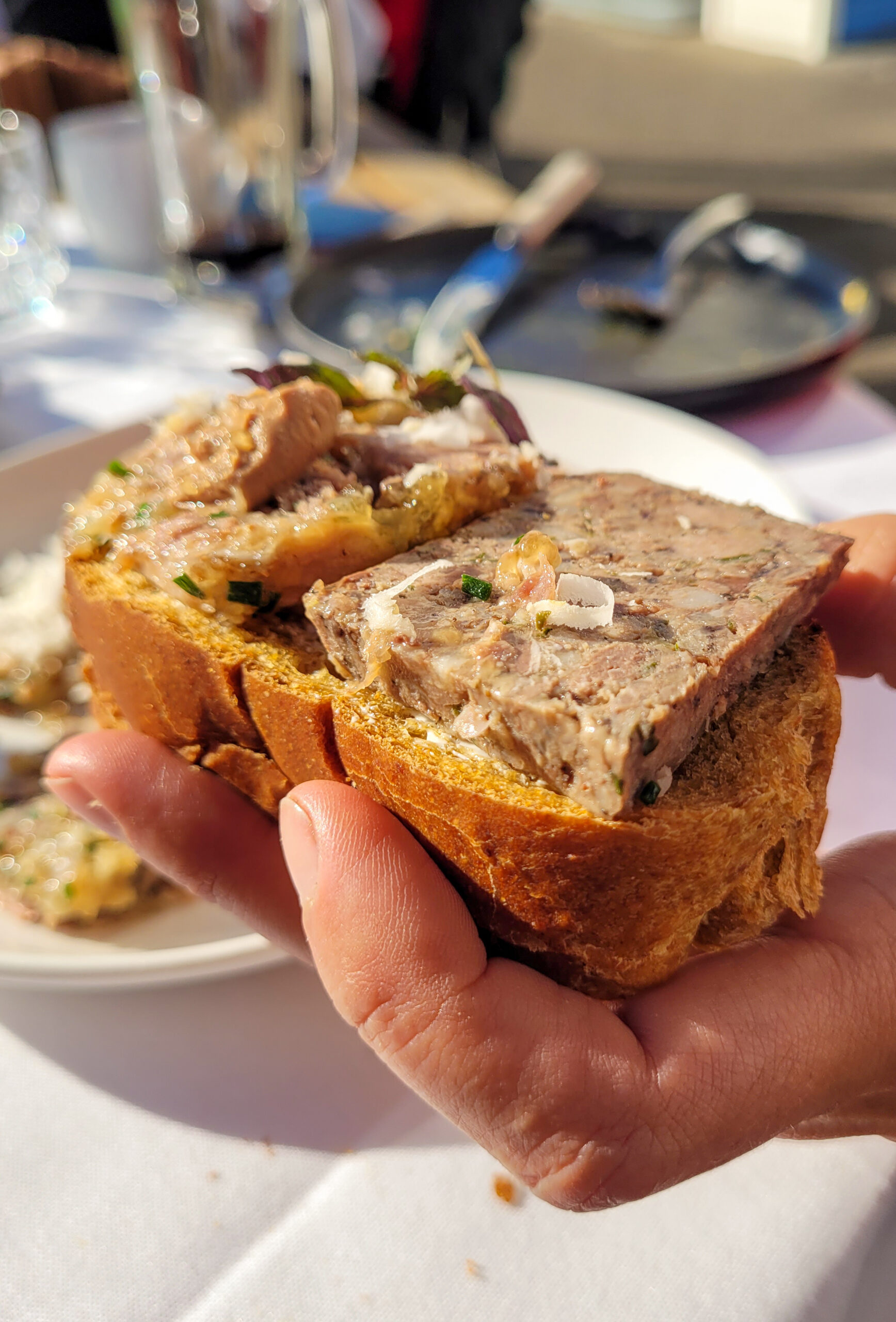 Pate of elk on rye bread at Stockhome's annual julbord in Petaluma. (Heather Irwin/Sonoma Magazine)