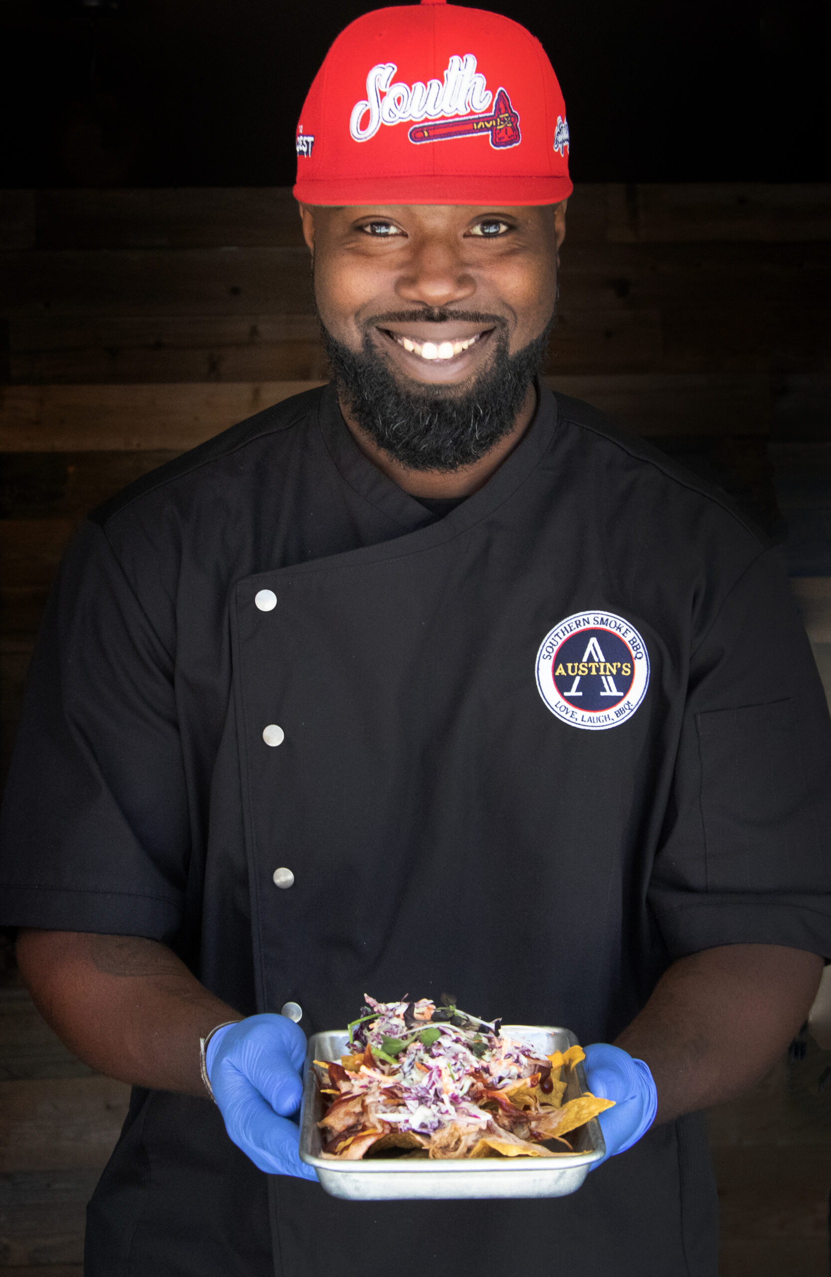 Kris Austin of Austin’s Southern Smoke BBQ at Old Possum Brewing. (Heather Irwin/The Press Democrat)