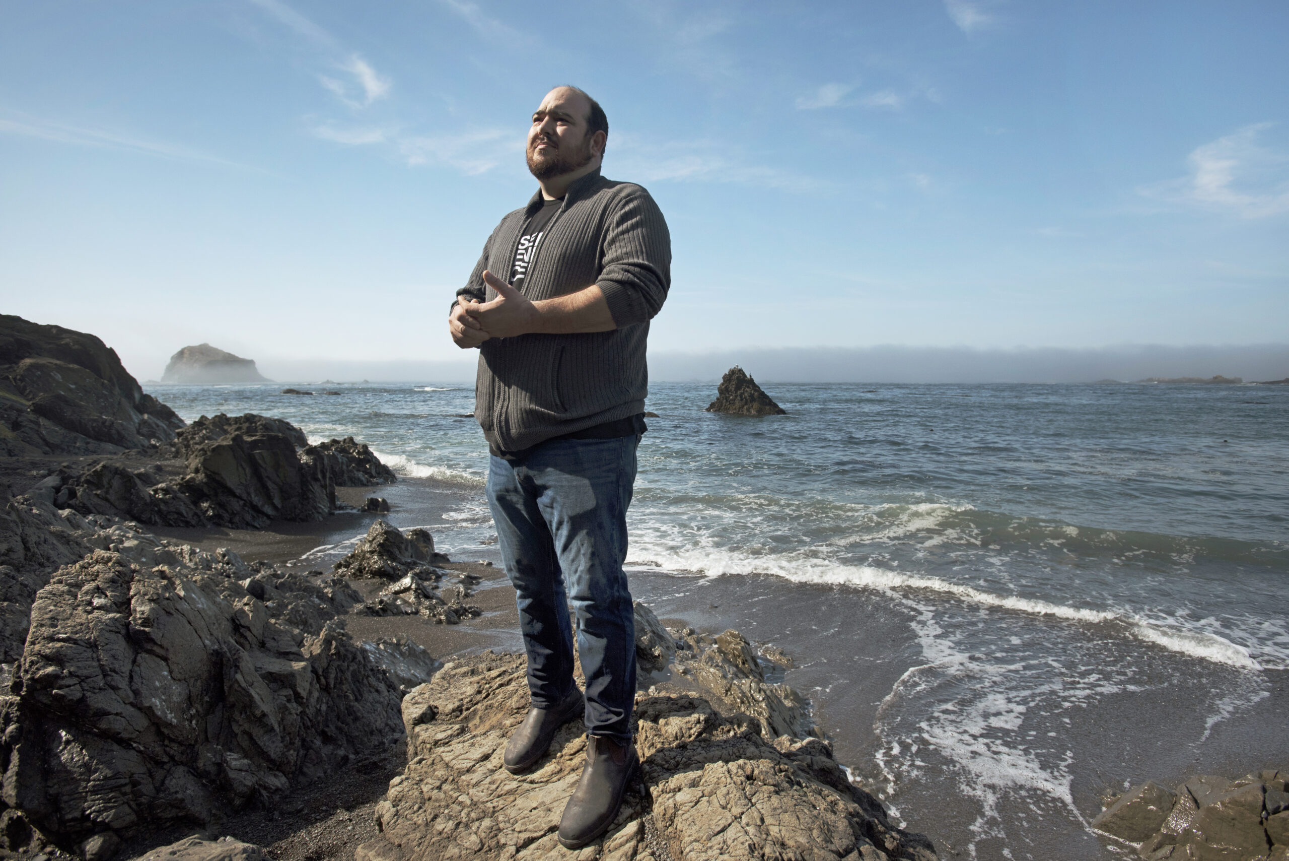 Chef de Cuisine Jason Azevedo of Little River Inn Restaurant at Van Damme State Beach in Little River, California. September 22, 2021. (Photo: Erik Castro/for Sonoma Magazine)