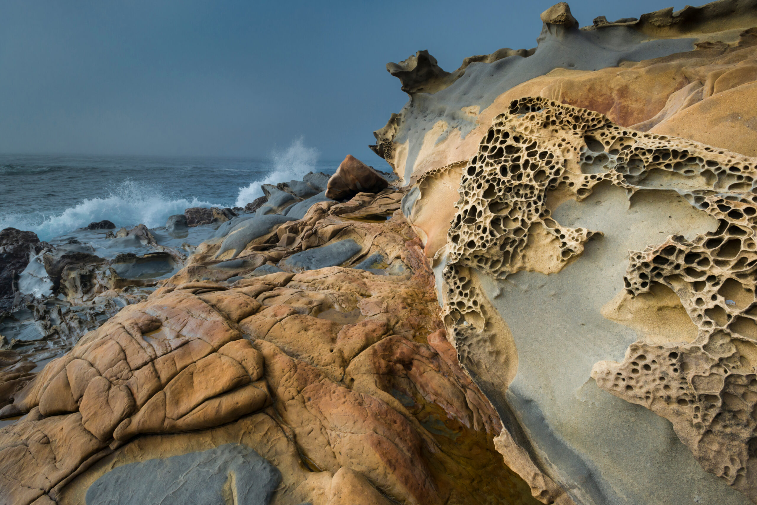 Shoreline landscape of Tafoni formation, rocks and ocean at Salt Point State Park. (Danita Delimont/Shutterstock)