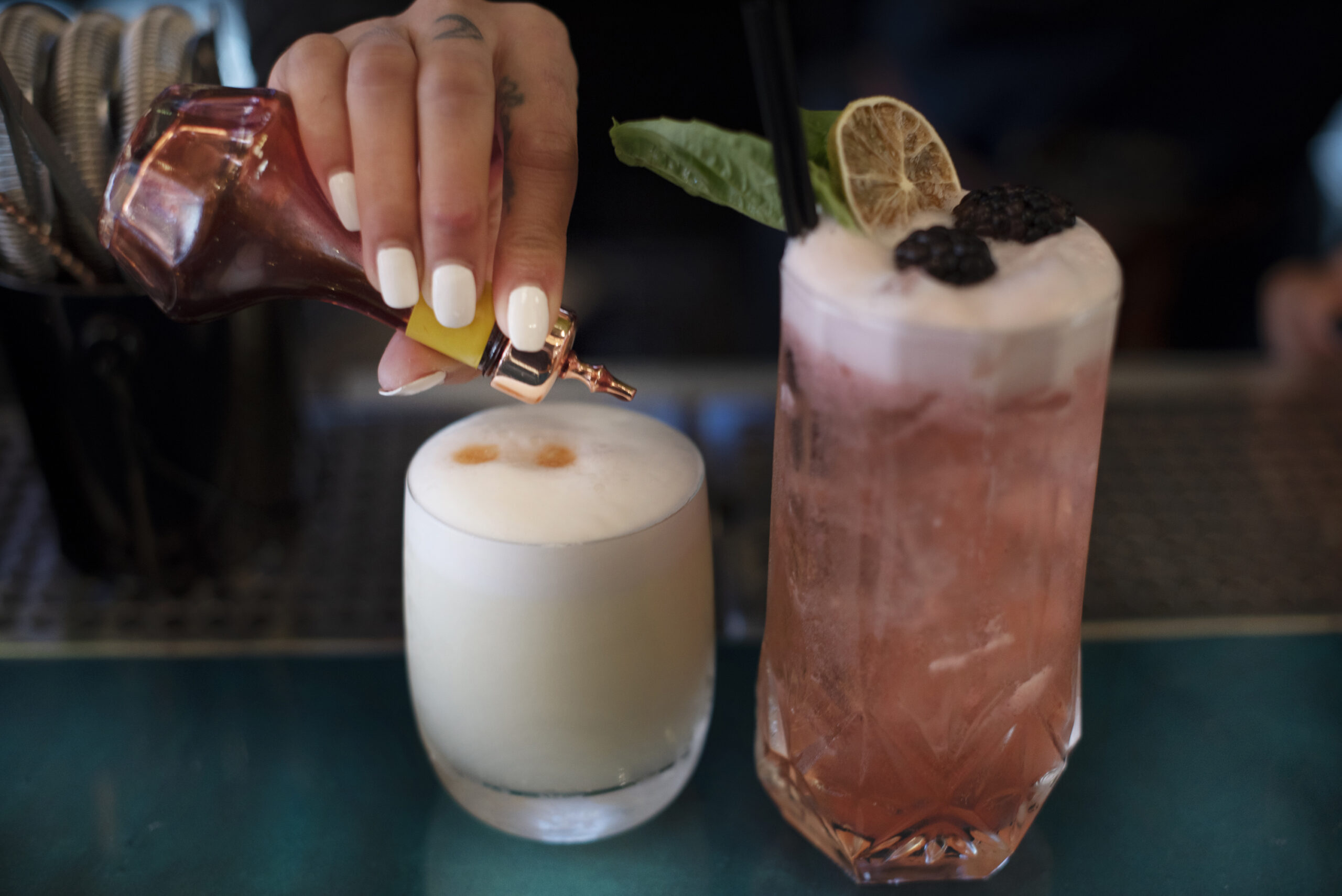 According to the owners these are two of the most popular drinks in Peru: a Pisco Sour, left, and Vamos Boys which is made of Pisco, Elderflower, vermouth bianco and Tio Pepe at Warike Restobar in downtown Santa Rosa, Calif. on Wednesday, January 5, 2022. (Photo: Erik Castro/for The Press Democrat)