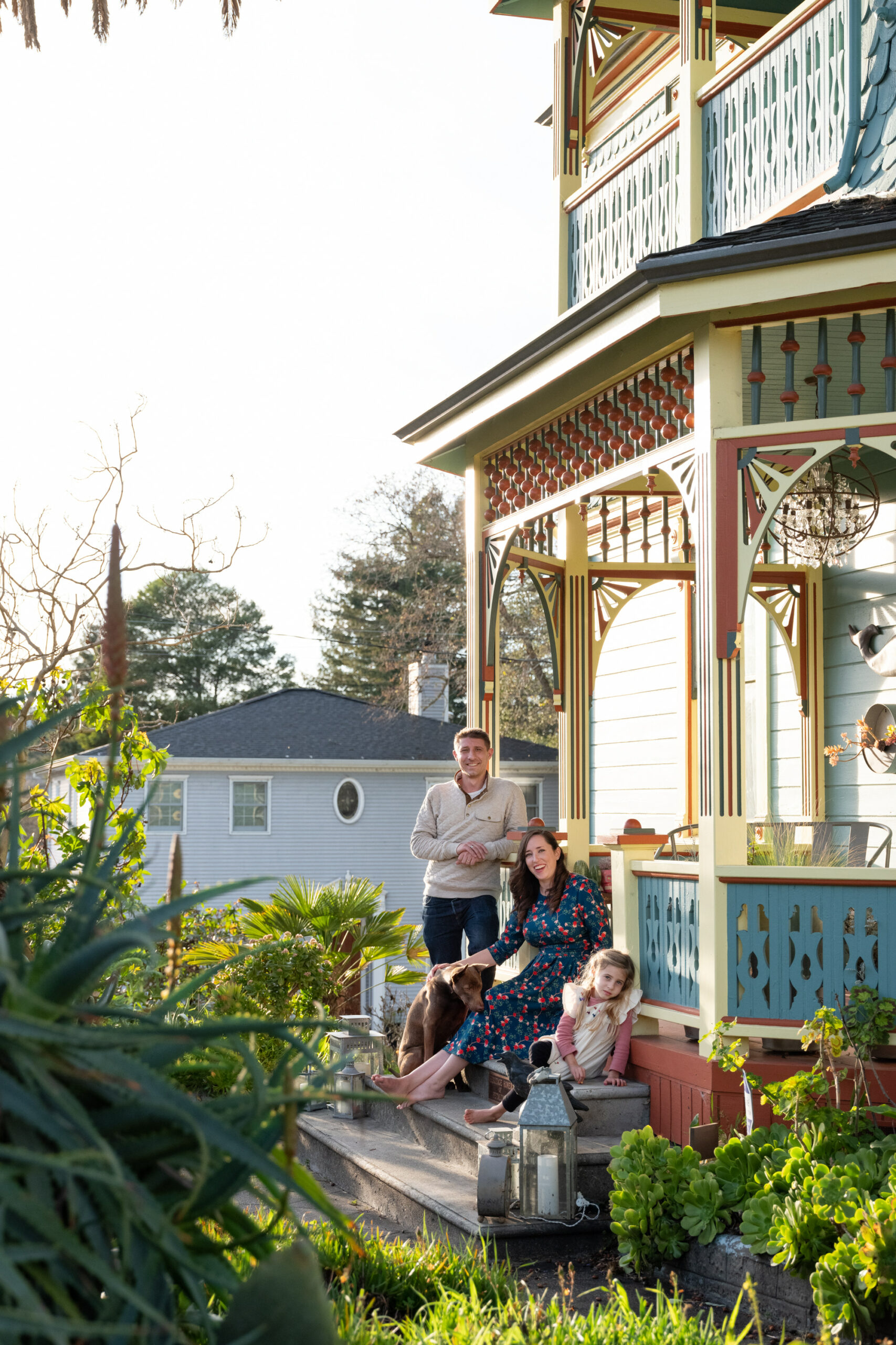 The Hall family outside their home. (Eileen Roche/for Sonoma Magazine)